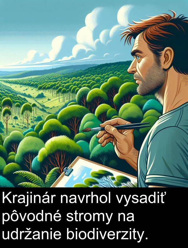 navrhol: Krajinár navrhol vysadiť pôvodné stromy na udržanie biodiverzity.