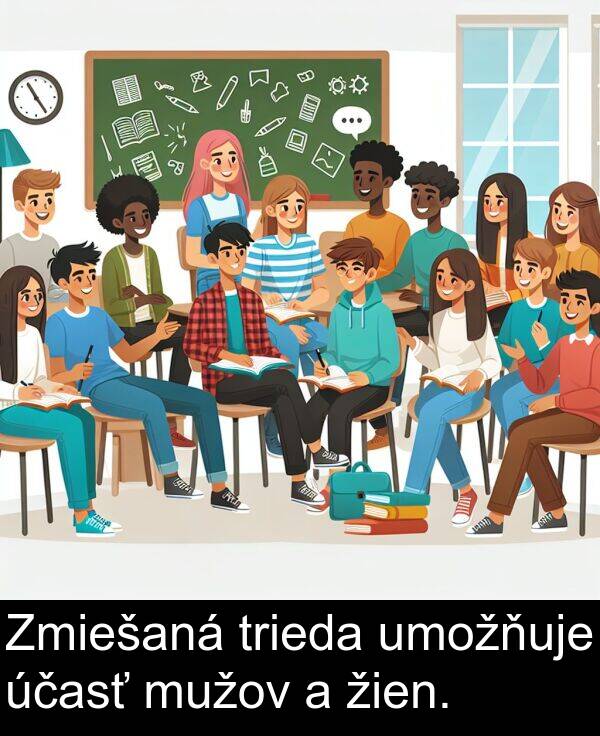 mužov: Zmiešaná trieda umožňuje účasť mužov a žien.