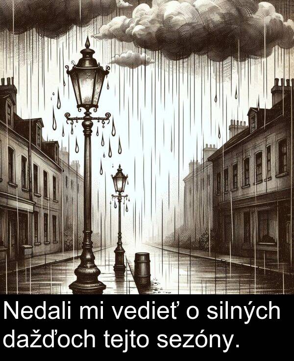 silných: Nedali mi vedieť o silných dažďoch tejto sezóny.