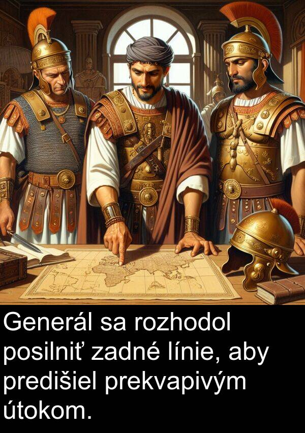 línie: Generál sa rozhodol posilniť zadné línie, aby predišiel prekvapivým útokom.