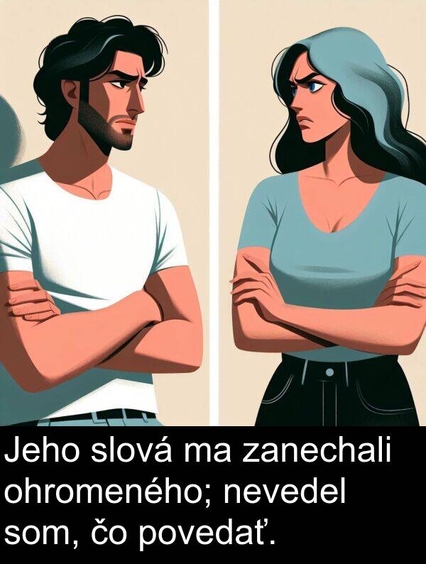 slová: Jeho slová ma zanechali ohromeného; nevedel som, čo povedať.