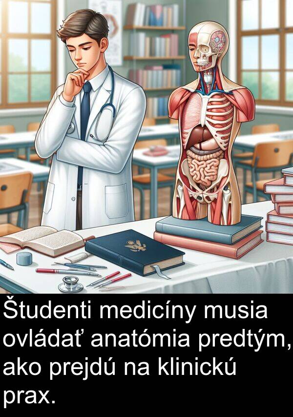 klinickú: Študenti medicíny musia ovládať anatómia predtým, ako prejdú na klinickú prax.