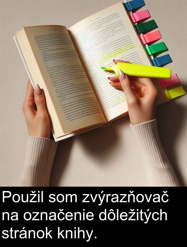 knihy: Použil som zvýrazňovač na označenie dôležitých stránok knihy.