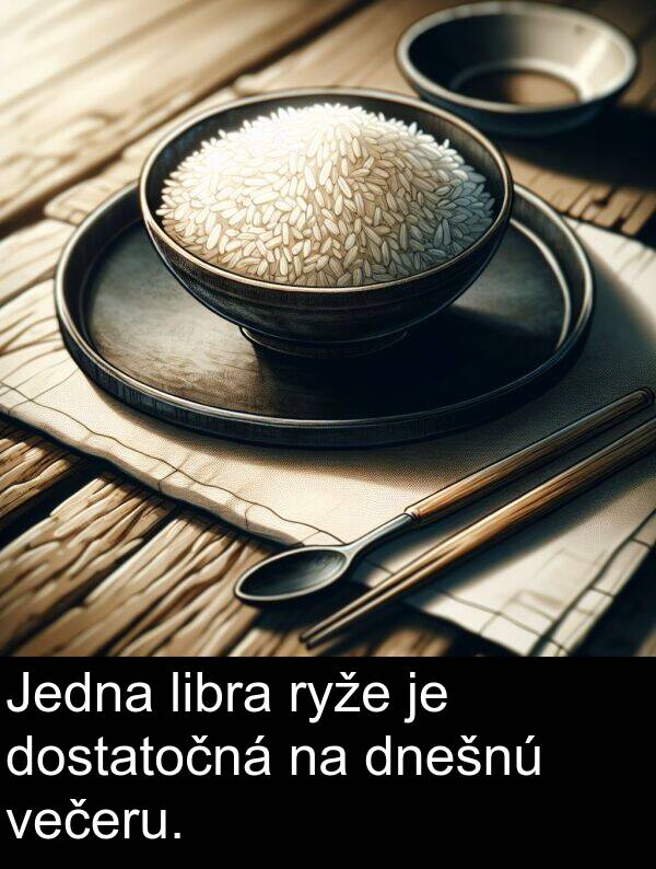 libra: Jedna libra ryže je dostatočná na dnešnú večeru.