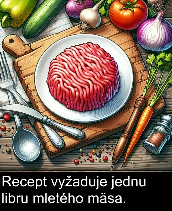 libru: Recept vyžaduje jednu libru mletého mäsa.