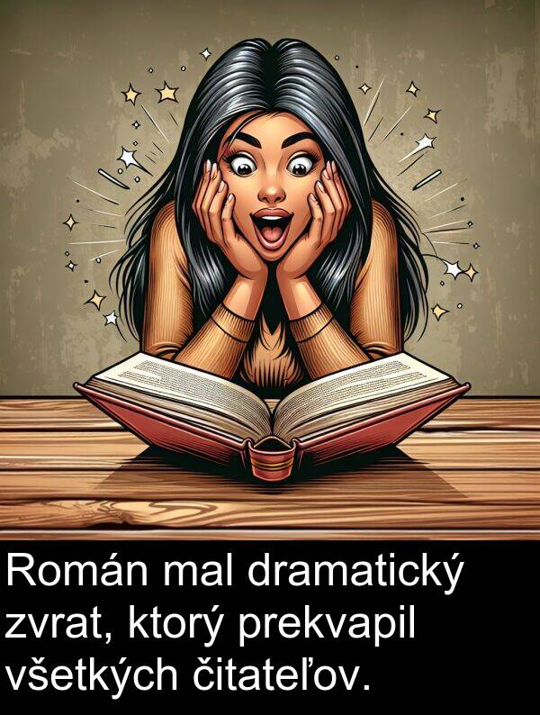 všetkých: Román mal dramatický zvrat, ktorý prekvapil všetkých čitateľov.