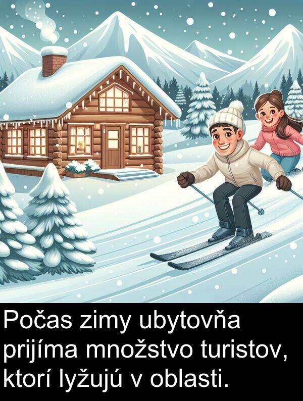 turistov: Počas zimy ubytovňa prijíma množstvo turistov, ktorí lyžujú v oblasti.