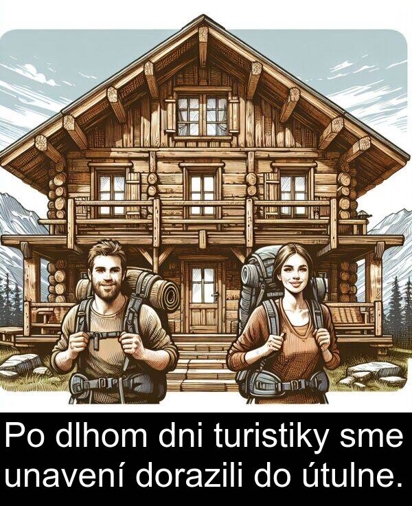 unavení: Po dlhom dni turistiky sme unavení dorazili do útulne.