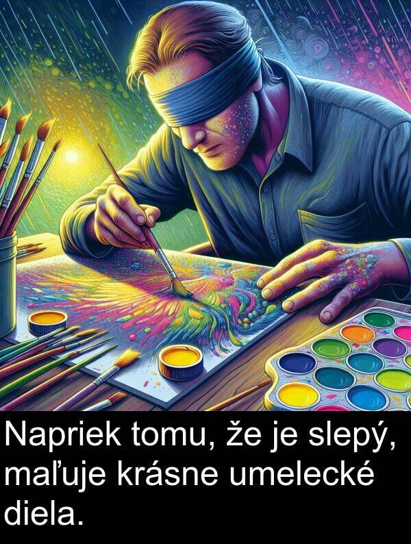 maľuje: Napriek tomu, že je slepý, maľuje krásne umelecké diela.
