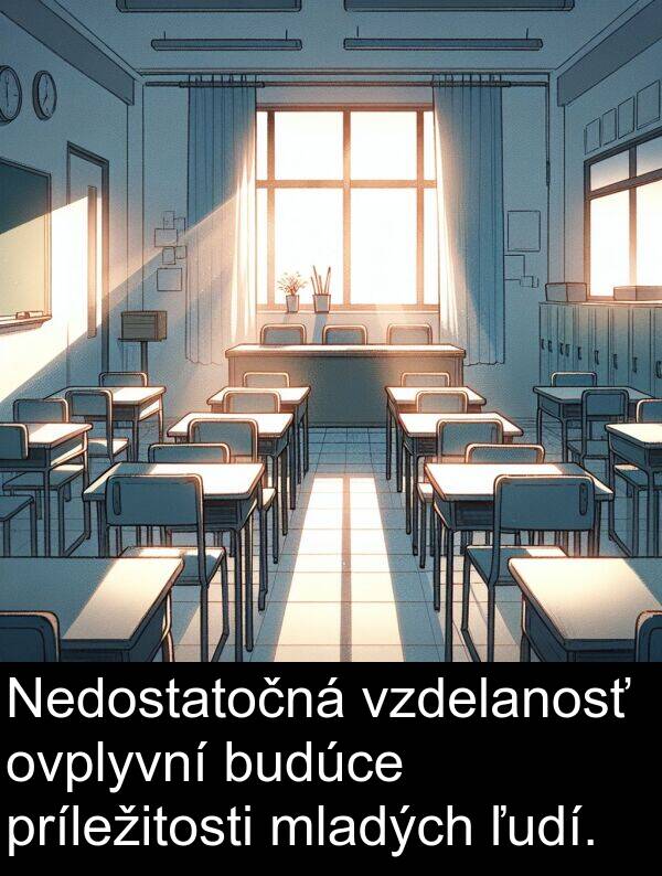 príležitosti: Nedostatočná vzdelanosť ovplyvní budúce príležitosti mladých ľudí.