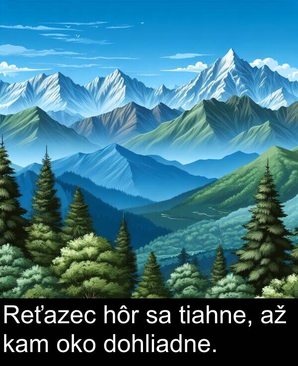 oko: Reťazec hôr sa tiahne, až kam oko dohliadne.