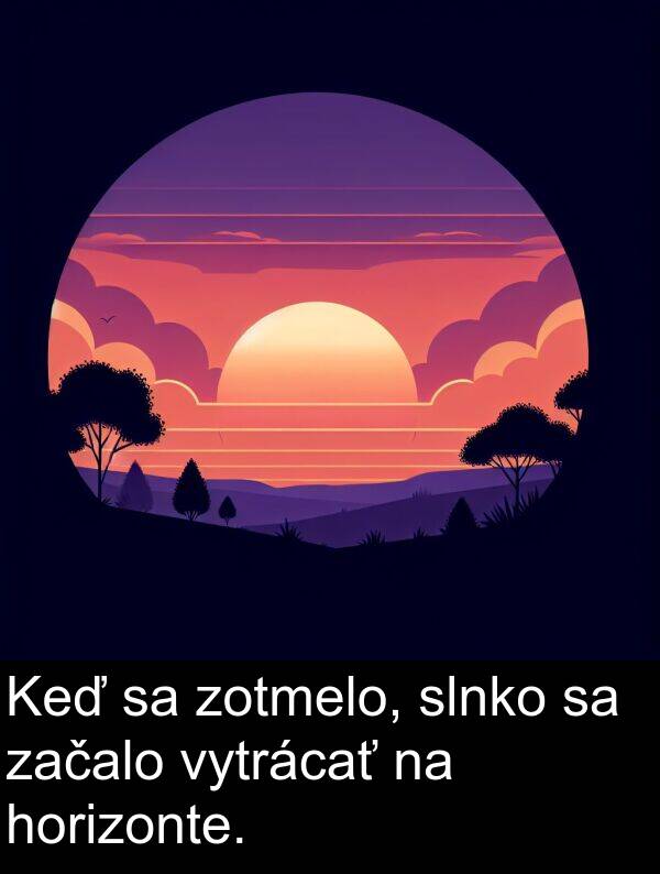 slnko: Keď sa zotmelo, slnko sa začalo vytrácať na horizonte.
