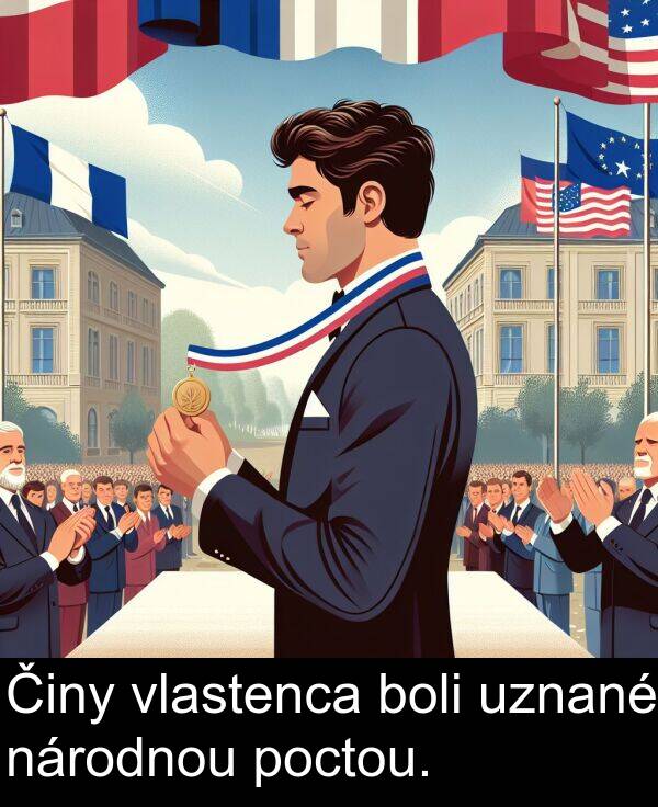 vlastenca: Činy vlastenca boli uznané národnou poctou.
