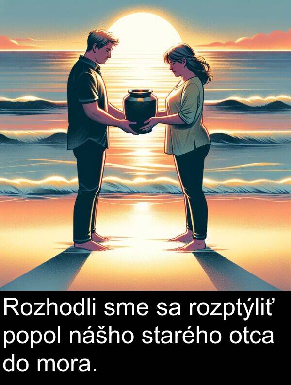 rozptýliť: Rozhodli sme sa rozptýliť popol nášho starého otca do mora.