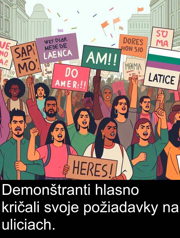 hlasno: Demonštranti hlasno kričali svoje požiadavky na uliciach.