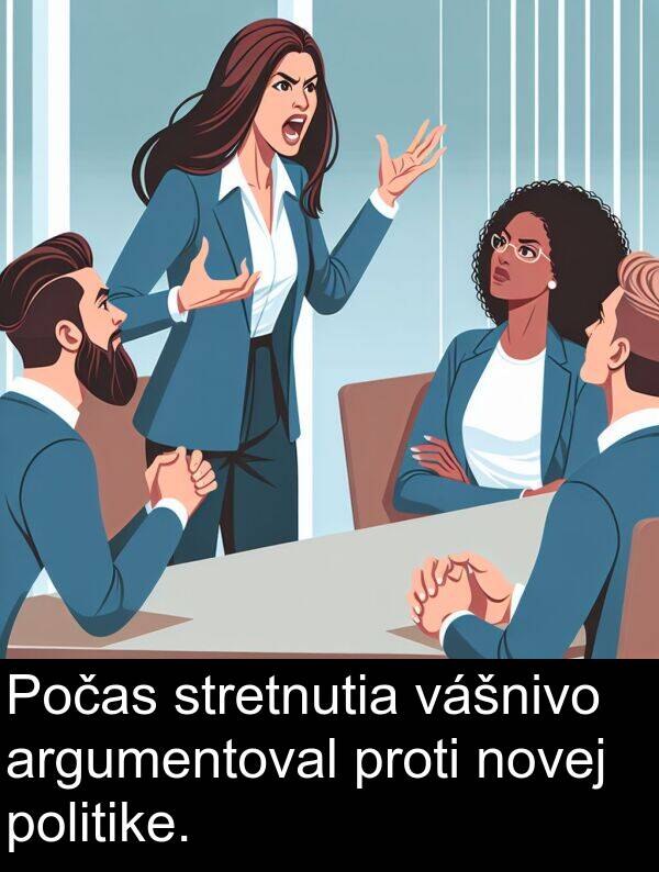 vášnivo: Počas stretnutia vášnivo argumentoval proti novej politike.