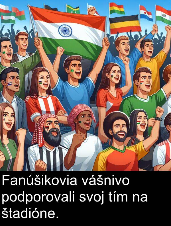 vášnivo: Fanúšikovia vášnivo podporovali svoj tím na štadióne.