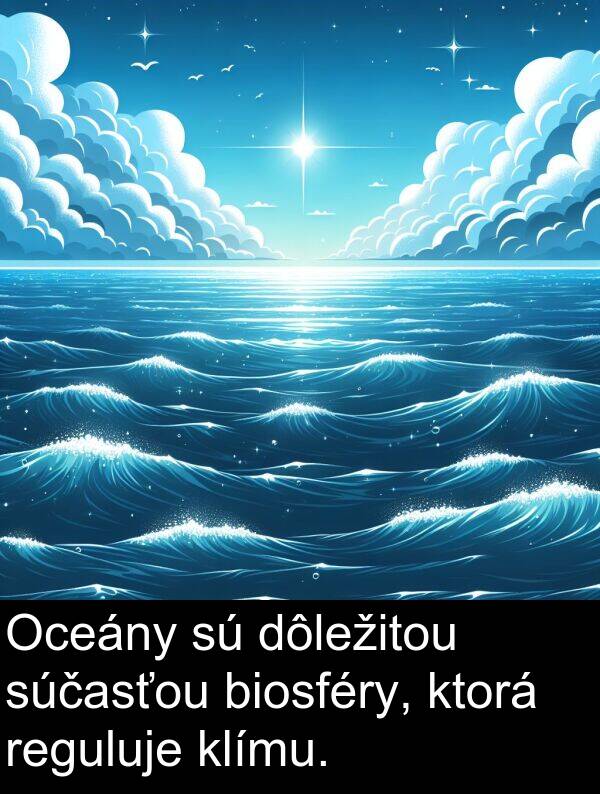 klímu: Oceány sú dôležitou súčasťou biosféry, ktorá reguluje klímu.