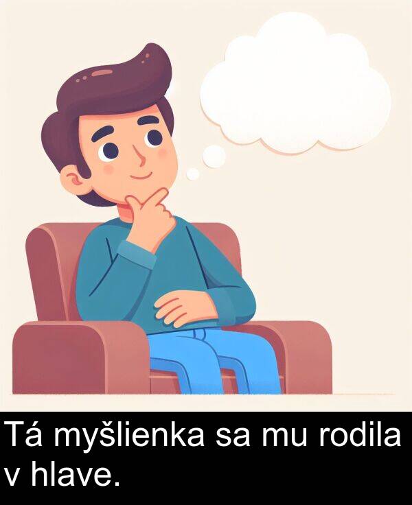 myšlienka: Tá myšlienka sa mu rodila v hlave.
