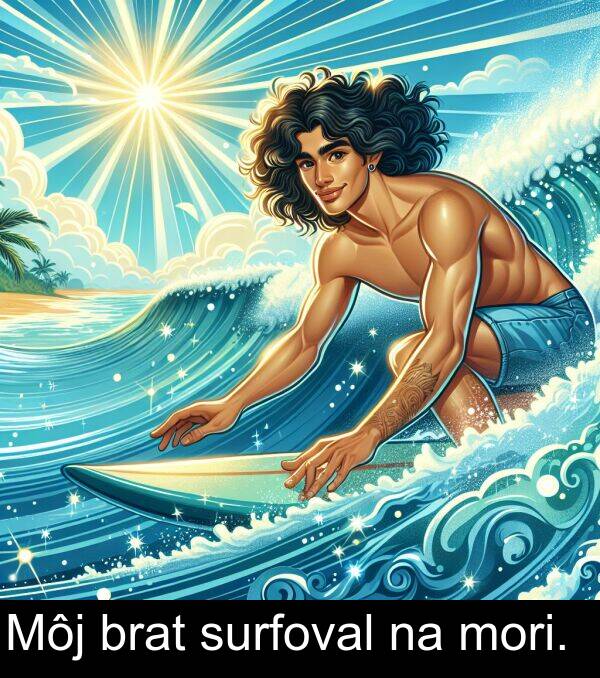 surfoval: Môj brat surfoval na mori.