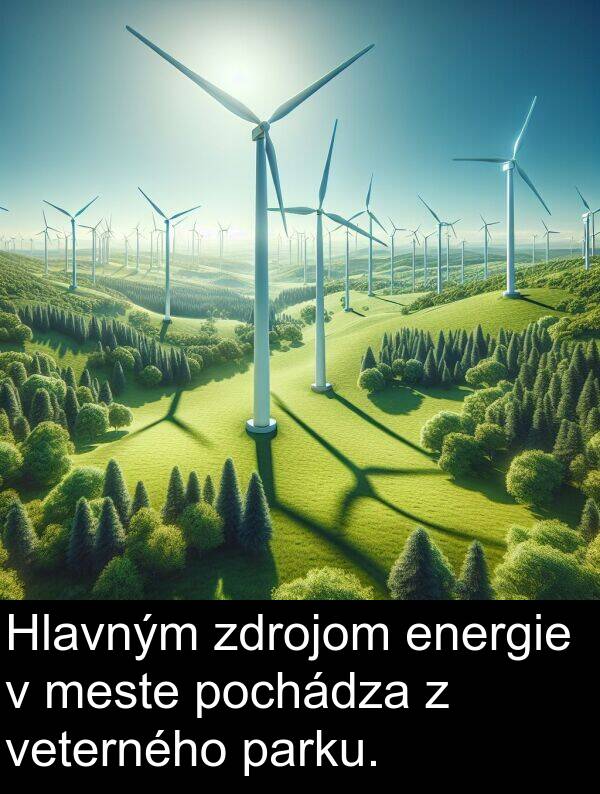 veterného: Hlavným zdrojom energie v meste pochádza z veterného parku.