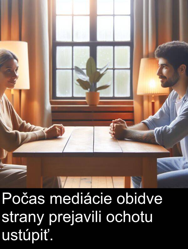 obidve: Počas mediácie obidve strany prejavili ochotu ustúpiť.