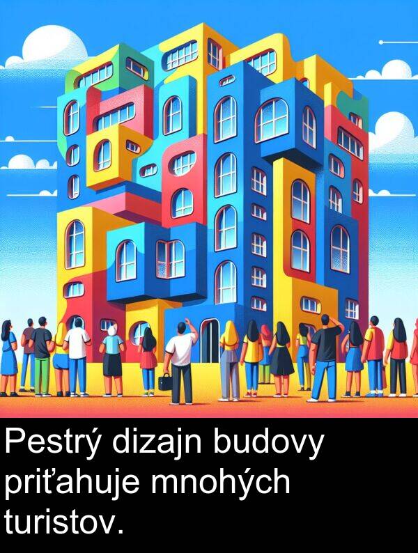 turistov: Pestrý dizajn budovy priťahuje mnohých turistov.