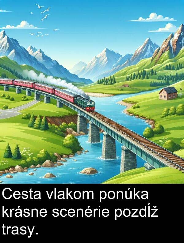 scenérie: Cesta vlakom ponúka krásne scenérie pozdĺž trasy.