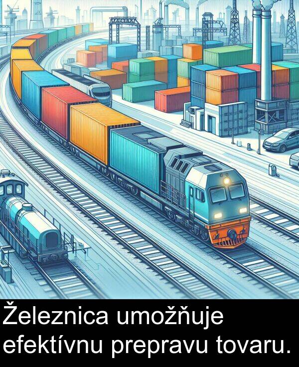 efektívnu: Železnica umožňuje efektívnu prepravu tovaru.