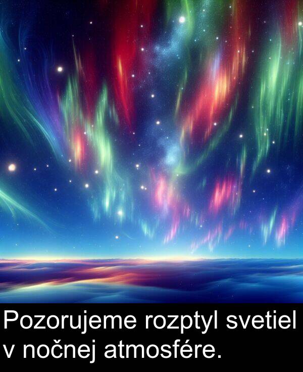 svetiel: Pozorujeme rozptyl svetiel v nočnej atmosfére.