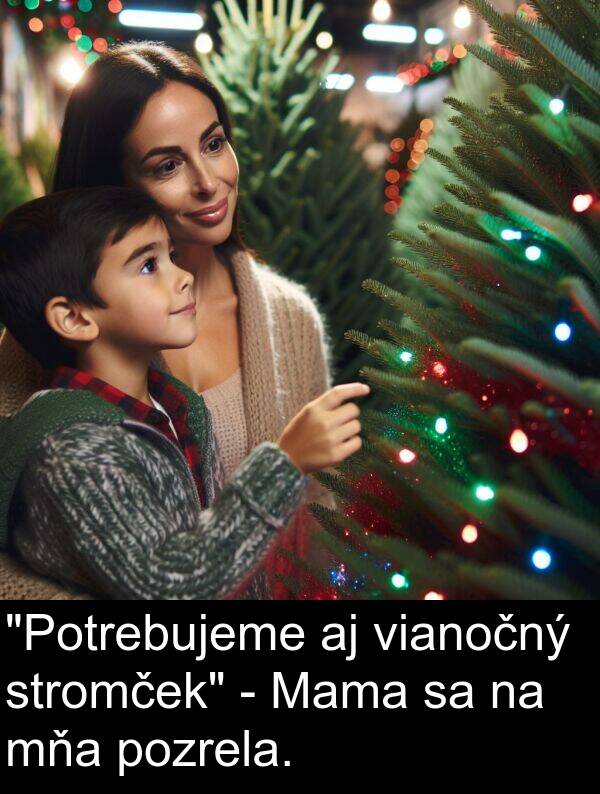 stromček: "Potrebujeme aj vianočný stromček" - Mama sa na mňa pozrela.