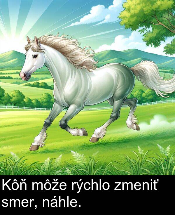 náhle: Kôň môže rýchlo zmeniť smer, náhle.
