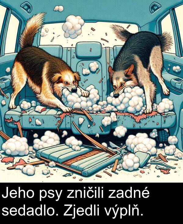 výplň: Jeho psy zničili zadné sedadlo. Zjedli výplň.