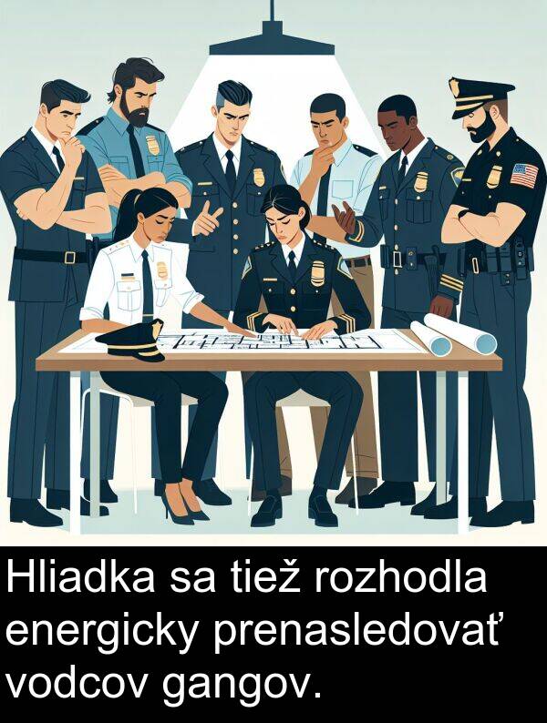 energicky: Hliadka sa tiež rozhodla energicky prenasledovať vodcov gangov.