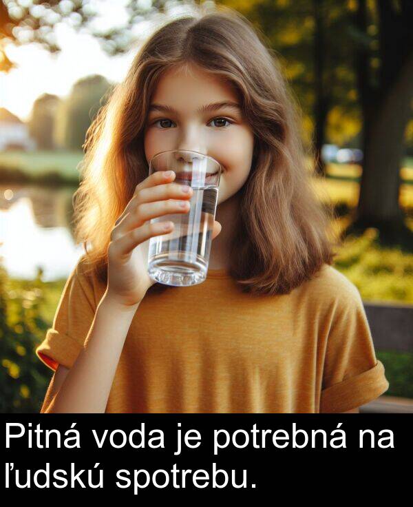 voda: Pitná voda je potrebná na ľudskú spotrebu.