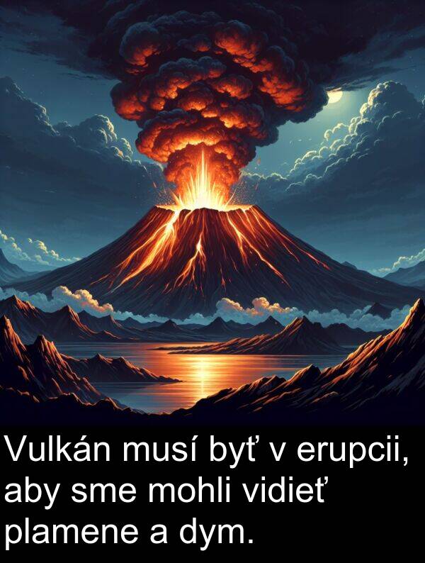 musí: Vulkán musí byť v erupcii, aby sme mohli vidieť plamene a dym.