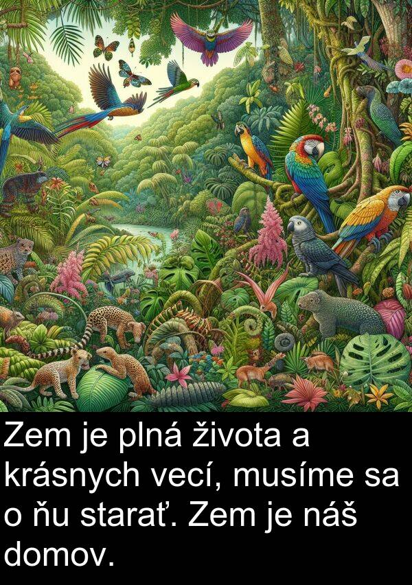musíme: Zem je plná života a krásnych vecí, musíme sa o ňu starať. Zem je náš domov.