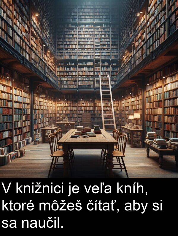 naučil: V knižnici je veľa kníh, ktoré môžeš čítať, aby si sa naučil.