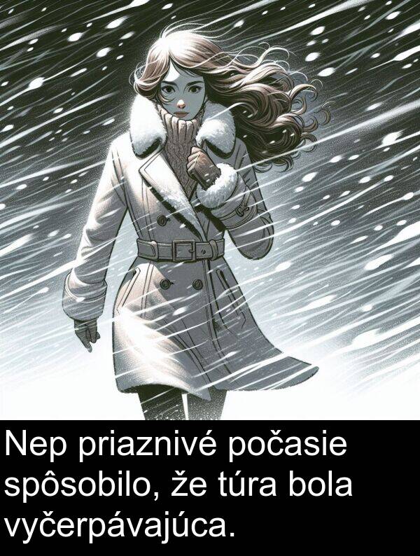 počasie: Nep priaznivé počasie spôsobilo, že túra bola vyčerpávajúca.