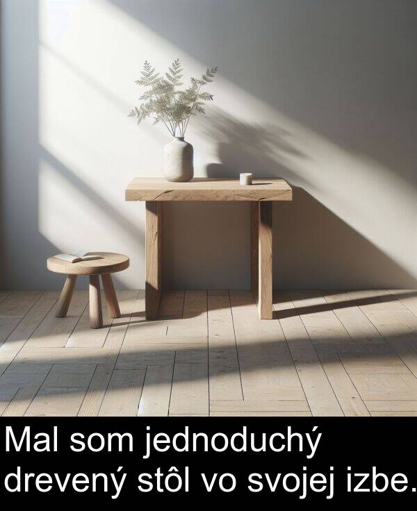 stôl: Mal som jednoduchý drevený stôl vo svojej izbe.