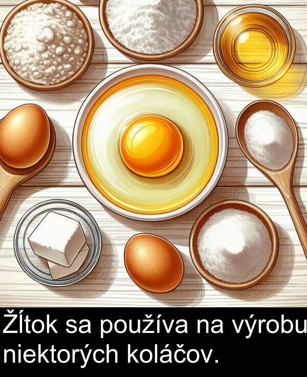 výrobu: Žĺtok sa používa na výrobu niektorých koláčov.