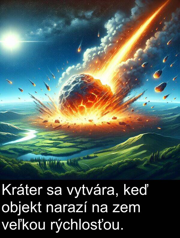 veľkou: Kráter sa vytvára, keď objekt narazí na zem veľkou rýchlosťou.