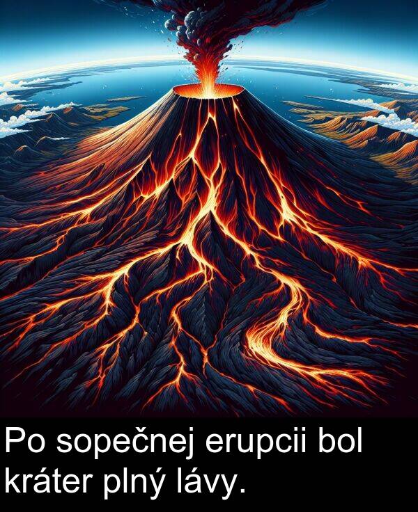 lávy: Po sopečnej erupcii bol kráter plný lávy.