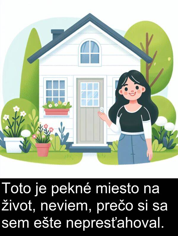 ešte: Toto je pekné miesto na život, neviem, prečo si sa sem ešte nepresťahoval.
