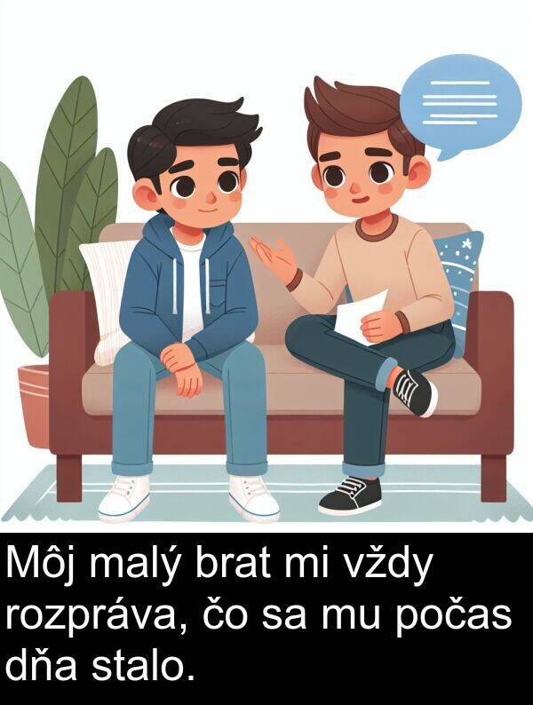 rozpráva: Môj malý brat mi vždy rozpráva, čo sa mu počas dňa stalo.