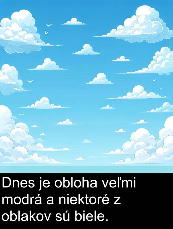 obloha: Dnes je obloha veľmi modrá a niektoré z oblakov sú biele.