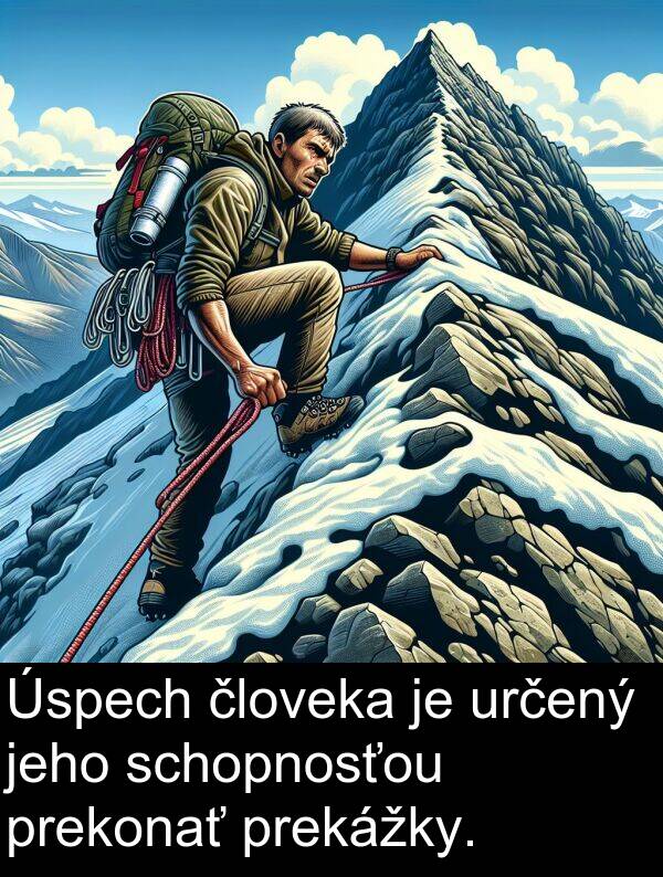 schopnosťou: Úspech človeka je určený jeho schopnosťou prekonať prekážky.