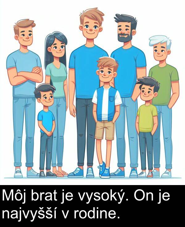 vysoký: Môj brat je vysoký. On je najvyšší v rodine.