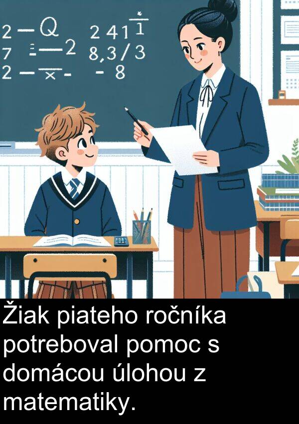 ročníka: Žiak piateho ročníka potreboval pomoc s domácou úlohou z matematiky.