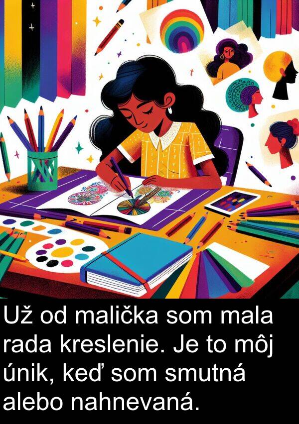 nahnevaná: Už od malička som mala rada kreslenie. Je to môj únik, keď som smutná alebo nahnevaná.